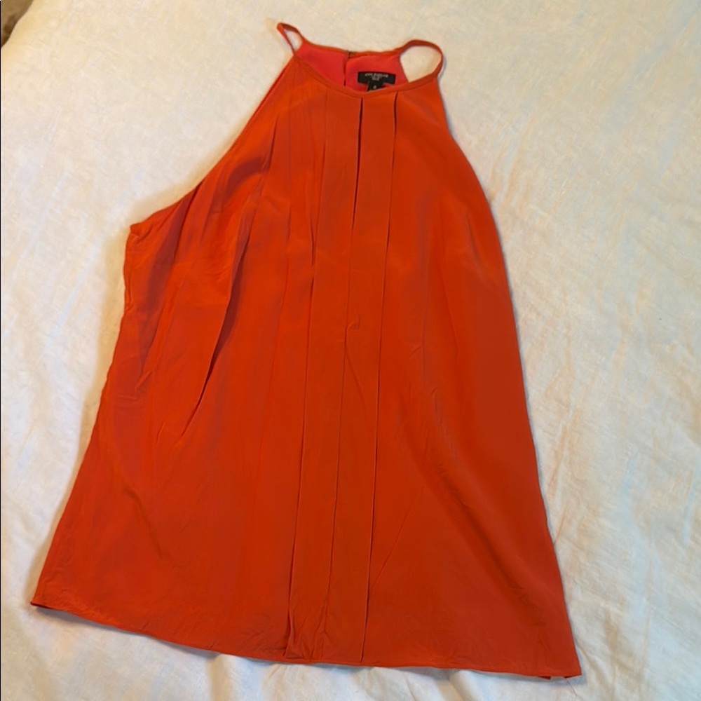 Ann Taylor Bold Orange Silk Blouse - Size 8
